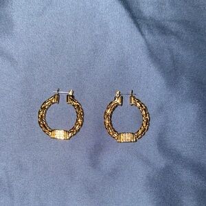 Vintage Givenchy Gold Textured Hoop Earrings